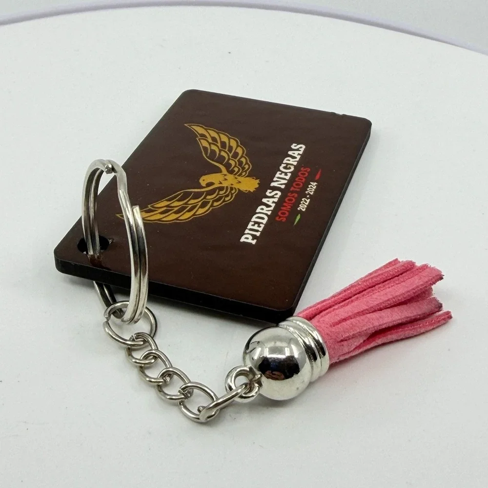 Piedras Negras Somos Todos 2022-2024 Eagle Keychain Pink Tassel Coahuila Mexico